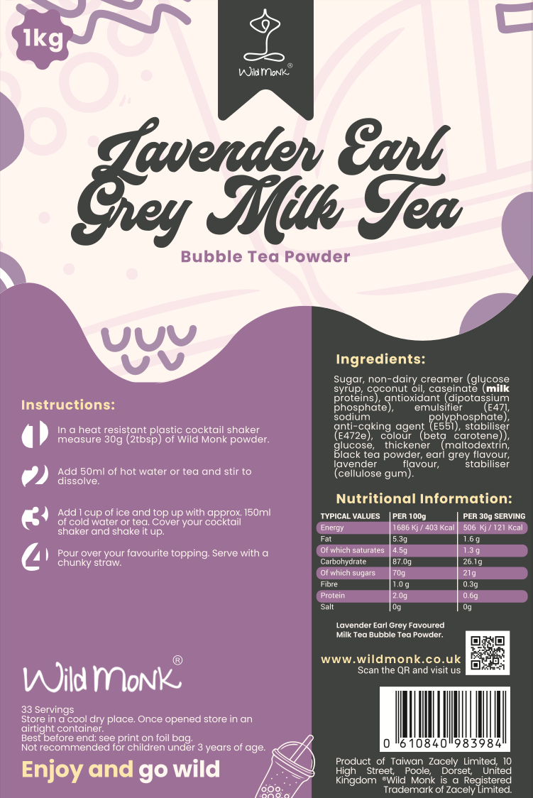 1kg LAVENDER EARL GREY MILK TEA Premium Bubble Tea Powder