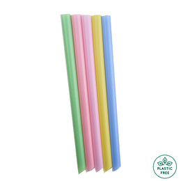50 x Chunky Colourful COMPOSTABLE Straws - Individually Wrapped 1.2x21cm