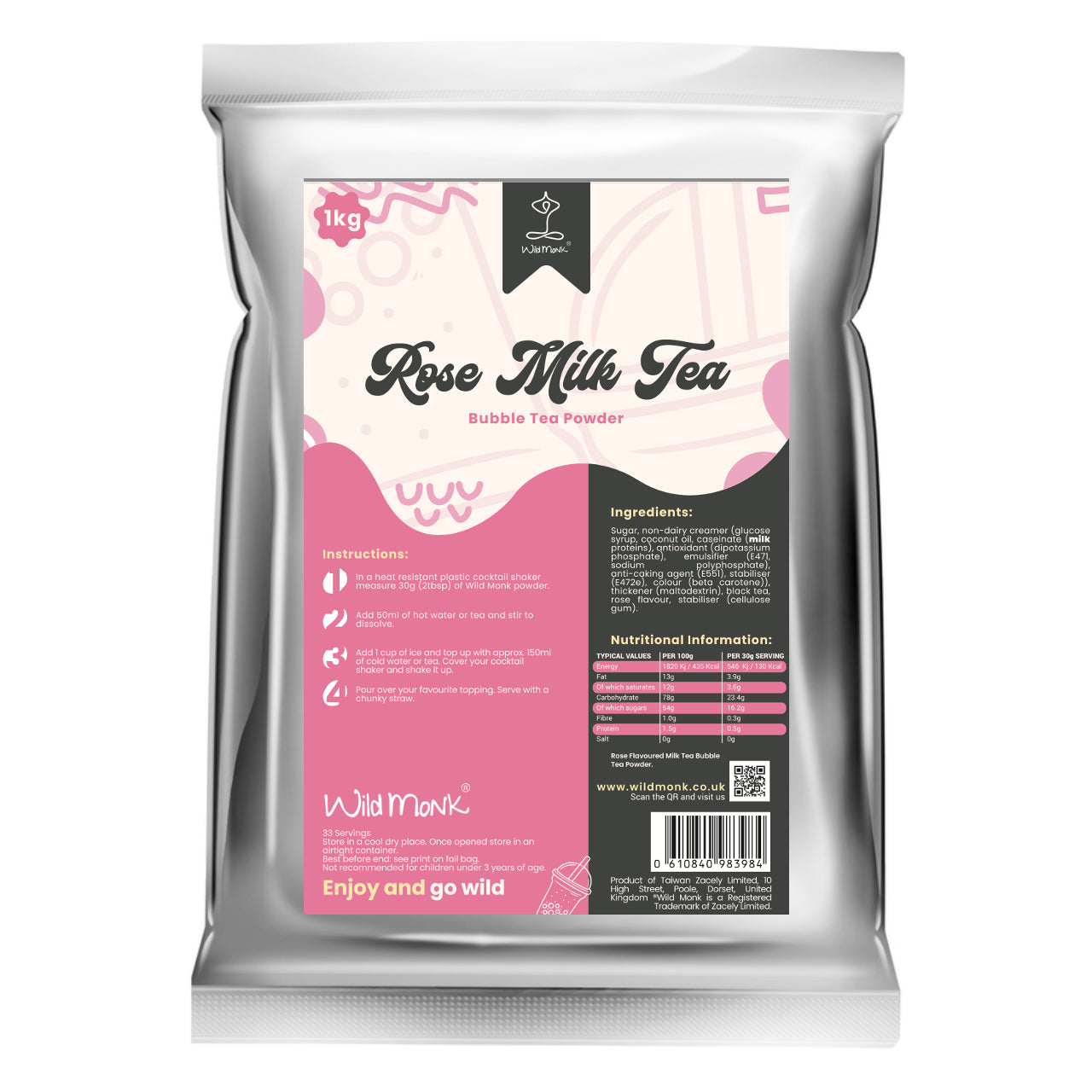 1kg ROSE MILK TEA Premium Bubble Tea Powder
