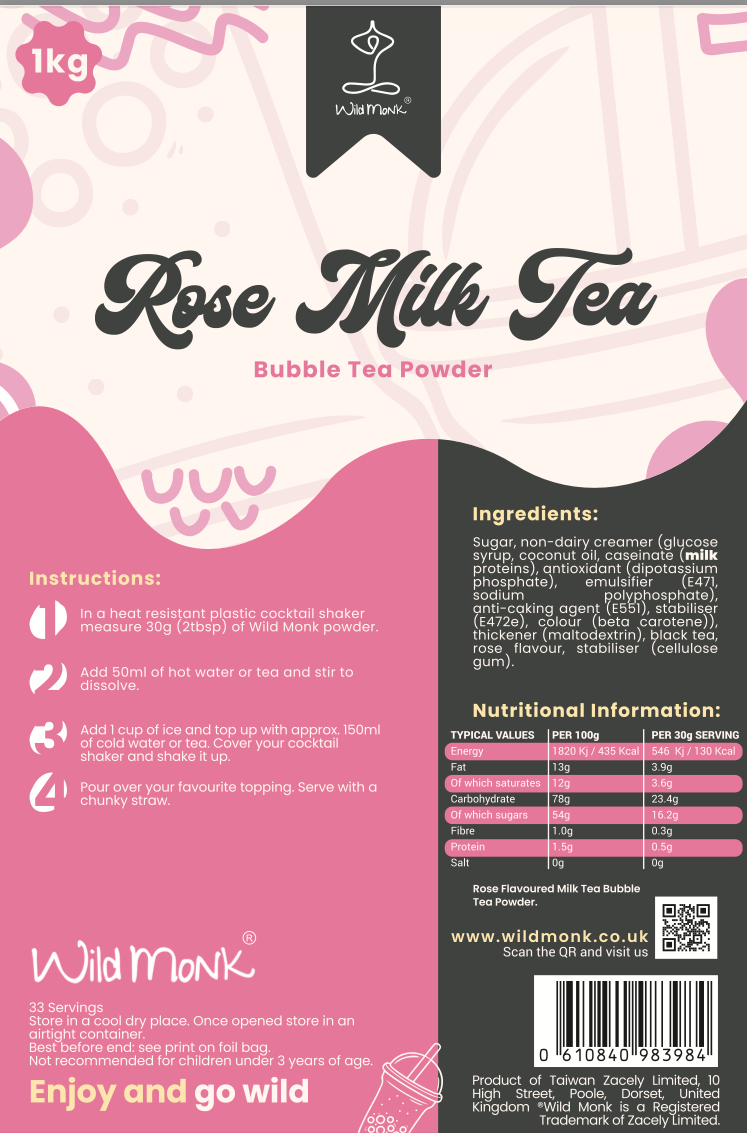 1kg ROSE MILK TEA Premium Bubble Tea Powder